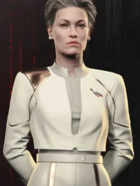 A striking white Phantom Liberty Jacket as seen on the character V in the hit DLC.