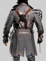 Back view of the Placide Coat showing the long length and textured paneling.