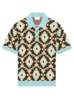 Front view of a Multicolor Polo Shirt featuring a classic collar and bright patterns.