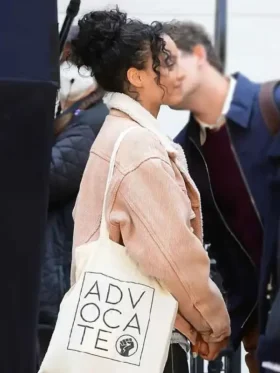 Whitney Peak Gossip Girl 2021 Zoya Lott Pink Sherpa Jacket