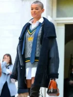 Julien Calloway Gossip Girl 2021 Jordan Alexander Black Shearling Coat