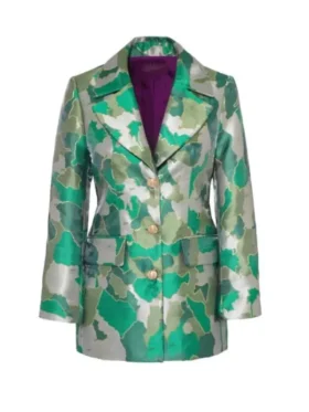 Front view of Samuel Arnold wearing the kelly green afro camo jacket in Season 5.