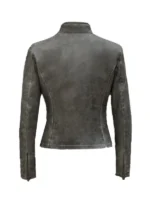 Letty Ortiz Fast 8 Michelle Rodriguez Distressed Grey Leather Jacket