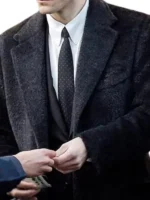 Robert Pattinson The Batman Bruce Wayne Wool Black Coat, detail view