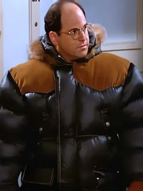 George Costanza Black Puffer Hooded Jacket | Seinfeld The Jacket