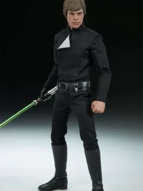 Luke Skywalker wearing his signature black jacket from the Return of the Jedi movie.