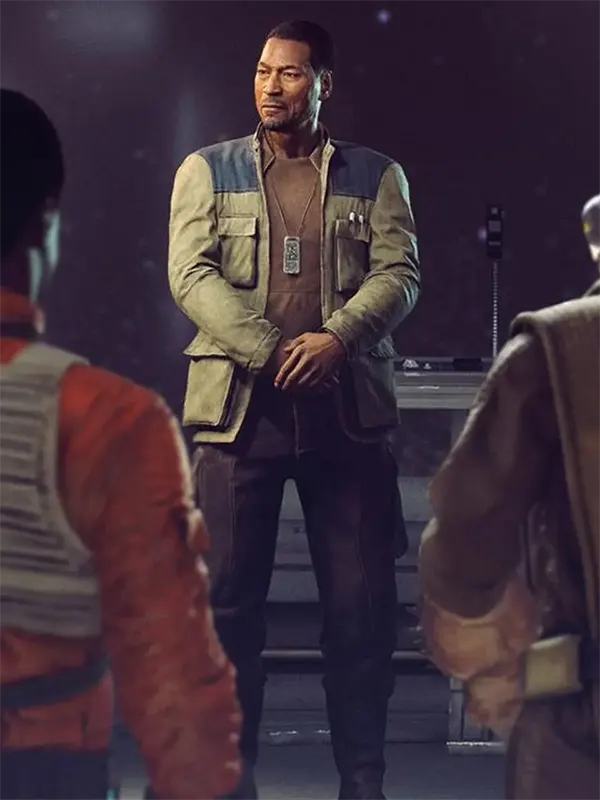 Star-Wars-Squadrons-Lindon-Javes-Jacke Lindon Javes green flight jacket with a ribbed collar from the Star Wars Squadrons game.