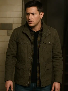 Khaki Green Jacket for men with a relaxed fit and heritage-inspired military design.