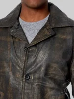 Leather Jacket for men with a masculine tailored fit and functional front pockets.