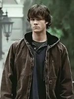 Supernatural Sam Winchester hooded jacket featuring a durable front zipper and dual chest pockets.