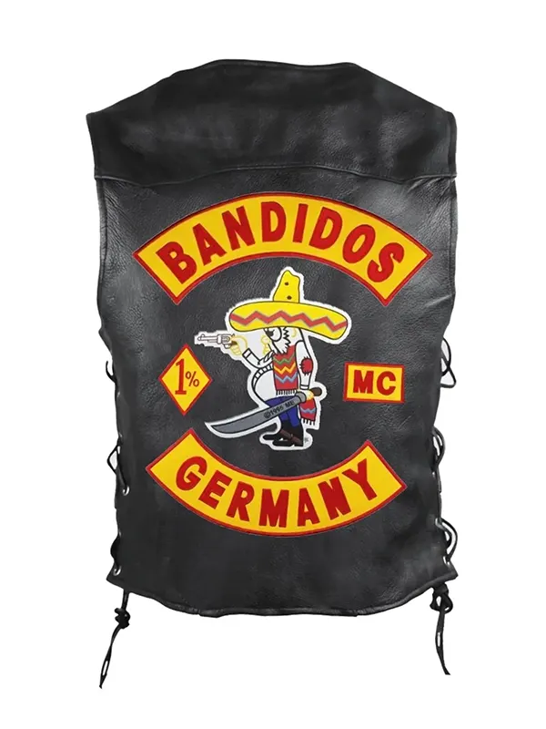 bandidos-vest Bandidos Vest, men's black motorcycle leather vest