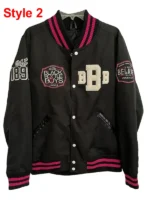 Black Bottle Boy Black Varsity Satin Jacket, men's style