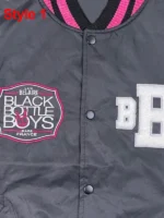 Black Bottle Boy Varsity Black Jacket, side view