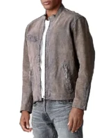 gray leather moto jacket