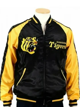 Hanshin Tigers Black and Yellow Varsity Jacket, full view