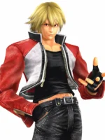 Stylish white and red leather jacket from the game King of Fighters XIV.