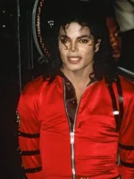 Close-up of the high-grade premium red satin fabric used for the 1987 jacket.