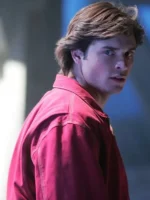 Smallville Clark Kent Full Zip Cotton Jacket in Red Color