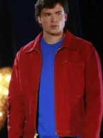 Smallville Clark Kent Full Zip Red Jacket, cotton material