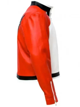 Detailed view of the white and red Rock Howard jacket from King of Fighters XIV.