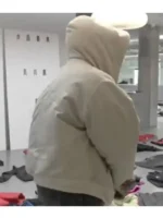 Kanye West Yeezy Pixar bomber jacket and hoodie combo in light beige.