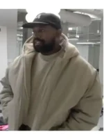 Men's sandy beige Yeezy Pixar cotton hooded jacket (front).