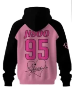 Blackpink 10th Anniversary hoodie t-shirt showing the detailed fit.