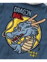 The main product image of the Breeze x Dragon Ball denim jacket with a sherpa collar.