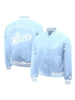 Buffalo Bills Fashion Script Light Blue Satin Jacket - Image 3