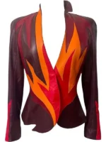 Dua Lipa style black leather blazer featuring a premium tailored fit.