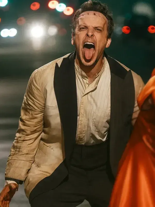 Christian Bale The Bride 2026 White Blazer Christian Bale The Bride White Blazer featuring a sharp tailored silhouette and a premium alabaster finish for a high-status cinematic profile.