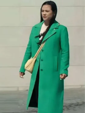 Clara Lioe Run Away 2026 Green Coat in a premium wool-blend fabric.