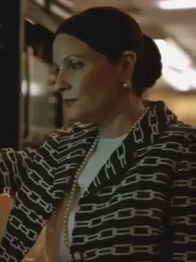 Dead Man’s Wire Danielle Munda black printed chain link blazer.