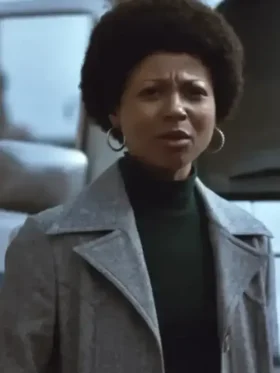 Dead Man’s Wire Myha’la Coat grey wool mid-length overcoat from the collection.