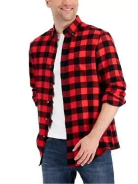 Dean Winchester flannel shirts front view showcasing a high-definition checkered pattern and a polished, weighted textile drape.