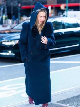 Emilia Clarke Blue Hooded Coat TV