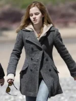 Harry Potter and the Deathly Hallows Emma Watson grey wool coat front view.