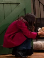 Kristen Vaganos Pink Peacoat in a detailed right-side perspective.