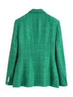 Back view of the blue Lara Spencer tweed blazer from TV Jackets, showing the clean seams and fit.