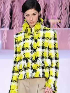 Front view of the Gracie Abrams Spring 2026 Couture Yellow Jacket by TV Jackets.