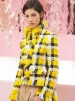A detailed view of the Gracie Abrams Spring 2026 Couture Yellow Jacket from TV Jackets.