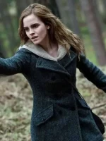 Harry Potter and the Deathly Hallows Emma Watson coat showing the button closure.
