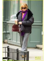 Full frontal view of the Jennifer Lawrence puffer coat from her 2026 New York City outing.