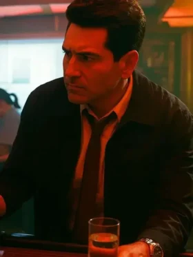 Jon Bernthal wearing a stylish black jacket from the series His and Hers at TV Jackets.