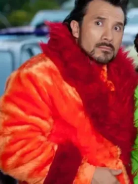 Luche Orange Fur Coat front display by TV JACKETS.