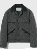 Kim Seon-ho Grey Jacket showing the detailed front fit and texture.