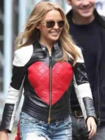 Love Heart Leather Jacket showcasing a unique sculptural heart silhouette and a high-contrast scarlet and onyx colorway.