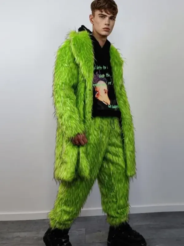 Ludoviquito P. Luche Green Fur Coat Luche Green Fur Coat front-view display by TV JACKETS.