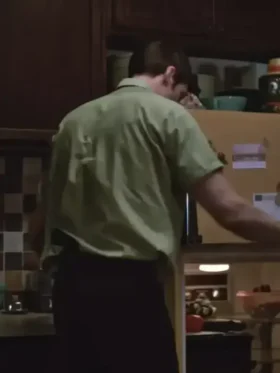 Bill Skarsgård style sage green short sleeve shirt from Dead Man’s Wire.