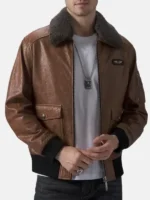 Brown Leather Flight Jacket TV JKT